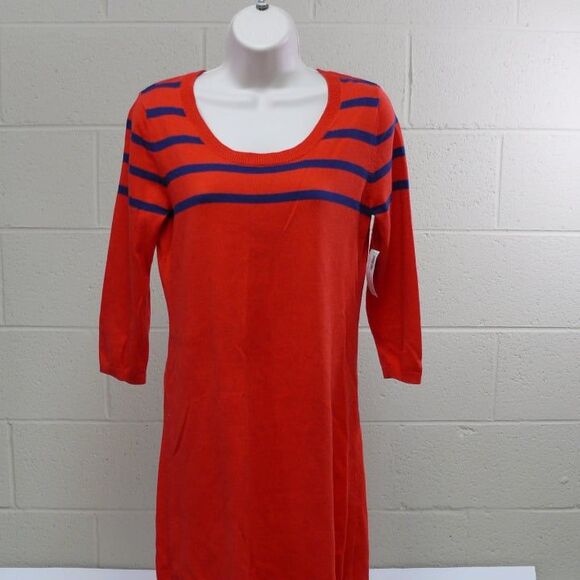 NEW NWT OLD NAVY lightweight sweater dress striped red size SMALL Petite - Picture 1 of 7